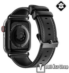 DUX DUCIS Business okosóra szíj - FEKETE - valódi bőr, csatos, állítható - Apple Watch Series 1/2/3 42mm / 4/5/6/SE 44mm / 7/8 45mm / Ultra 49mm