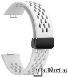  Okosóra sportszíj - FEHÉR - szilikon, légáteresztő, mágneses speciális csatos, 88mm+119mm hosszú - HUAWEI Watch Fit 3