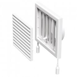 VENTS Műanyag Szellőzőrács Szabályozható Zsaluval, Vízszintes, Csőcsatlakozós 154x154 D=100 (mv 101 Vrs)
