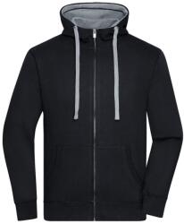 Daiber Hanorac pentru bărbați cu fermoar și glugă JN963 - Neagră / gri prespălat | 3XL (JN963-1702115)