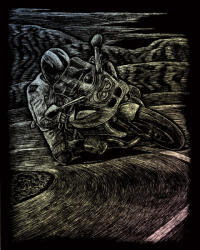 Képkarcoló készlet karctűvel - 20x25 cm - Holografikus - Motorversenyző