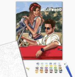  Számozott kifestő készlet vászonra 40x50 cm - Akrilfestékkel, ecsetekkel, felnőtteknek - Pár Hollywoodban