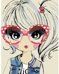  Számozott kifestő készlet vászonra 35x45 cm - Akrilfestékkel, ecsetekkel, felnőtteknek - Csinos lány