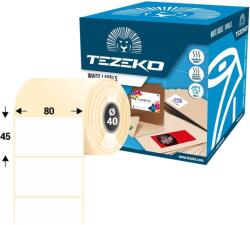 Tezeko 80 * 45 mm, öntapadós papír etikett címke (500 címke/tekercs) (P0800004500-001) - etikett-cimke-shop