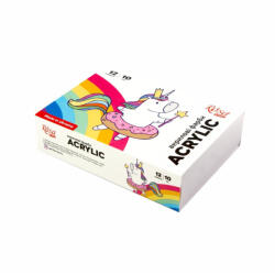  Akrilfesték készlet iskolásoknak, 12 x 10 ml - Rósa Unikornis