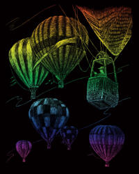  Képkarcoló készlet karctűvel - 20x25 cm - Szivárványos - Hőlégballon