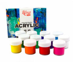 Rósa Akrilfesték készlet iskolásoknak, 12 x 10 ml - Rósa Start Color