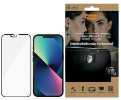 Panzer E2E Microfracture iPhone 13 /13 Pro 6, 1" CamSlider Swarovsky tokbarát antibakteriális fekete képernyővédő fólia