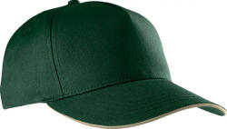 K-UP Uniszex sapka K-UP KP130 Sandwich peak Cap - 5 panels -Egy méret, Forest Green/Beige