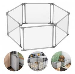 Tulano Tarc de joaca bebelusi hexagonal, pliabil si ajustabil Cozy 70, configurabil, poate fi acordat pe perete recomandat 0-36 luni, certificat EN 12227: 2010 Baldachin pat