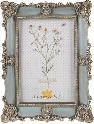 Clayre & Eef Rama foto de masa polirasina albastra argintie BL 15x2x20 cm, 10x15 cm (2F0995)