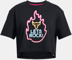 Under Armour Project Rock Girls Campus Crop Tricou pentru copii Under Armour | Negru | Fete | 140/152