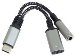 PremiumCord Adaptor PREMIUMCORD, USB-C/3.5mm Jack cu cip DAC + USB-C pentru încărcare, M/F/F, gri KU31ZVUK04 (KU31ZVUK04)