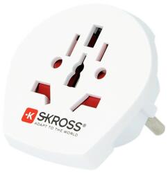 SKROSS adaptor priză de rețea (240V / 16000mA, IT, US, UK, CH, CN - EU2 PIN, EU3 împământat, încărcător de călătorie) ALB (1.500211-E)