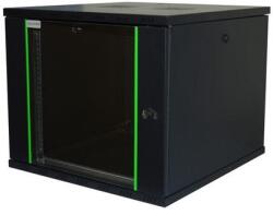 DECKRO Rack 19'' 12U 600x450 DECKRO RAL9005 D-META-2, de perete, usa din sticla, panouri detasabile si securizate, dezasamblat, capacitate 100kg (DM2604512UBB01FP)