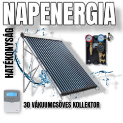 Napcsap 30 vákuumcsöves napkollektor rendszer SR208C vezérléssel és szivattyú állomás 2-12 l/p 2 oldali ECO keringető szivattyúval (SZETT_SCH30_ECO2-12l_SR208C)