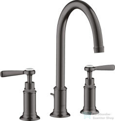 Hansgrohe AXOR MONTREUX 180 3 üléses mosdó csaptelep automata leeresztővel, szálcsiszolt fekete króm 16514340 (16514340)