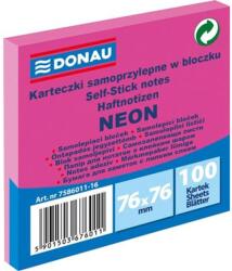 Donau Öntapadó jegyzettömb, 76x76 mm, 100 lap, DONAU, neon rózsaszín (7586011-16) - nyomtassingyen
