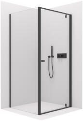 Cerano Ferri, szárnyas zuhanykabin 90 (ajtó) x 80 (fal) x 195 cm, 6mm átlátszó üveg, fekete profil, CER-CER-427480 (CER-CER-427480)