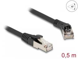 Delock Cablu de retea RJ45 Cat. 8.1 S/FTP drept/unghi 45 grade dreapta 0.5m Negru, Delock 80627 (80627)