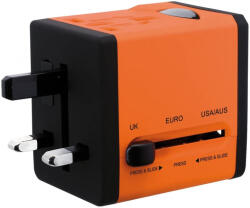 Swordfish 40253 VariPlug Dual USB univerzális utazási csatlakozó adapter/töltő - narancs (B00QLG660A)