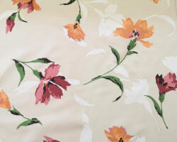  Mintás Microfiber ( mikroszálas ) textil - méteráru 165 cm / bordó - narancs virág mintával