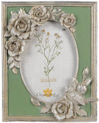 Clayre & Eef Rama foto masa polirasina argintie verde 16x2x21 cm, 10x15 cm (2F1116)