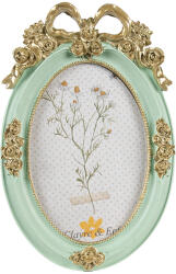 Clayre & Eef Rama foto de masa, perete polirasina verde aurie 15x3x21 cm, 10x15 cm (2F1157)