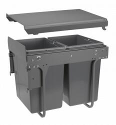 GTV Cos gunoi pentru bucatarie incorporabil, 400, 2X20L, soft-close, extractie totala, gri antracit (PB-45-MF002X20-60A) Cos de gunoi