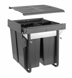 GTV Cos gunoi PRACTI ECO incorporabil, 600 34l + 2X17L, soft-close, extractie totala, gri antracit (PB-45-MF342X17-60A) Cos de gunoi