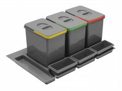GTV Set Cos gunoi incorporabil MULTINO 800 3x15L plus tavite, antracit (PB-91634100B5V-A) Cos de gunoi