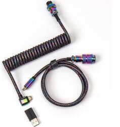 Keychron Colorful Premium Angled Coiled Aviator Rainbow Plated Black Кабел за клавиатура (CAB-7)