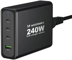 Wozinsky WGCSB 240W GaN hálózati töltő USB-A / 3 x USB-C - fekete