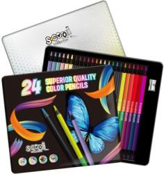 S-Cool Creioane colorate super soft, lemn negru, S-Cool, 24 cul/set SC2493