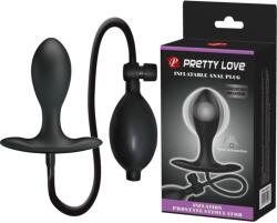 Pretty Love Dop Anal Inflatable Anal Plug II, Silicon, Negru, 9.1 cm