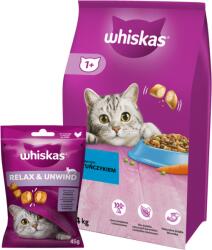 Whiskas WHISKAS Száraz macskatáp 1+ tonhallal 14kg + WHISKAS Relax & Relieve 45g macskaeledel, csirkével