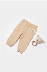 BabyCosy Pantaloni cu buzunare laterale, Two thread, 100%bumbac organic - Stone, BabyCosy (Marime: 9-12 luni)