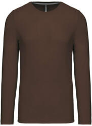 Kariban Férfi kereknyakú hosszú ujjú pamut póló, Kariban KA359, Chocolate-2XL (ka359co-2xl)