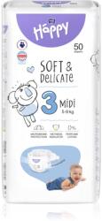 Bella Baby Happy Soft&Delicate еднократни пелени с каналчета Midi 5-9 kg 50 бр