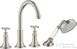 Hansgrohe AXOR MONTREUX 4 üléses épített peremre szerelhető kádtöltő csaptelep, rozsdamentes acél hatású 16544800 (16544800)