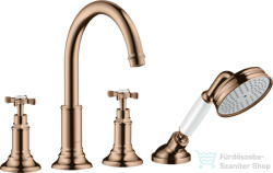 Hansgrohe AXOR MONTREUX 4 üléses épített peremre szerelhető kádtöltő csaptelep, polírozott vörös arany hatású 16544300 (16544300)