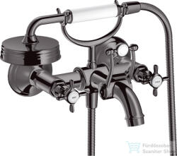 Hansgrohe AXOR MONTREUX kádtöltő csaptelep zuhanyszettel, polírozott fekete króm 16540330 (16540330)