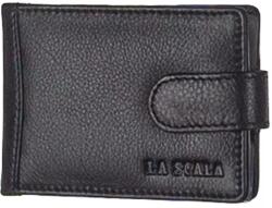 LA SCALA Fektetett, kapcsos fekete bőr kártyatartó 24 db hellyel La Scala (30809/t black)