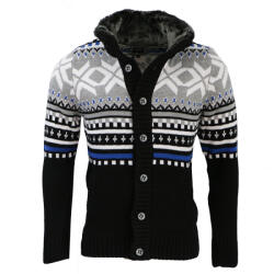 Carisma pulover bărbătesc guler 7011 cu închidere cu nasturi din blană Negru XL - dg-shop - 270,00 RON