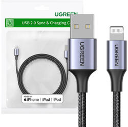 UGREEN US199 Lightning - USB kábel, 2, 4A, 1 m (fekete)