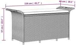 vidaXL barna polyrattan kerti pad párnával 116 x 46 x 57 cm (363421) - pepita