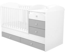 Hubners Patut copii transformabil din lemn cu 5 sertare Hubners Patrik Maxi Kombi 120x70 cm alb grafit (PTH5SPMAKAG) - ookee