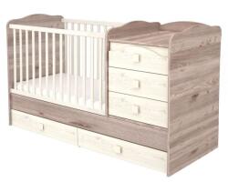 Hubners Patut copii transformabil din lemn cu 5 sertare Hubners Sofia Maxi Kombi 120x70 cm crem nisip (PTH5SSMAKCN) - ookee