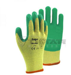 TOP Munkavédelmi Kesztyű Zöld-citromsárga latex mártott, érdesített TOP_WORKER_GREEN-L 9/L (TOP_WORKER_GREEN-L)