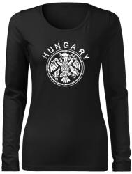 DRAGOWA Slim női hosszú ujjú póló hungary, fekete 160g/m2